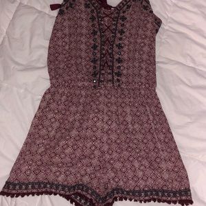 Maroon and black romper